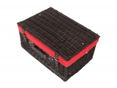 "Basket, 20" BLACK HAMPER with RED LINING"
