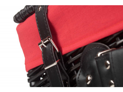 "Basket, 20" BLACK HAMPER with RED LINING"