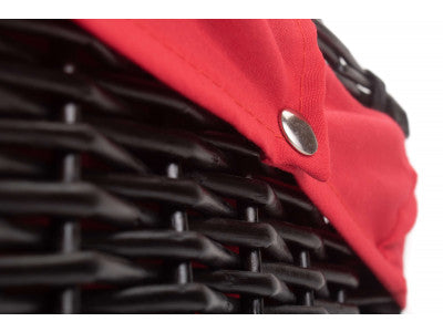 "Basket, 20" BLACK HAMPER with RED LINING"