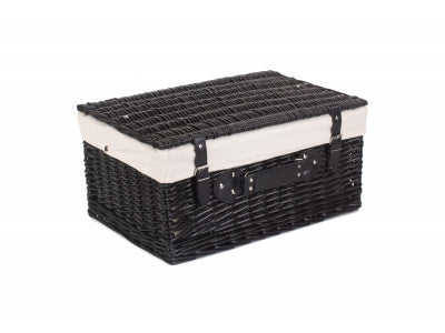 "Basket, 20" BLACK HAMPER with WHITE LINING"