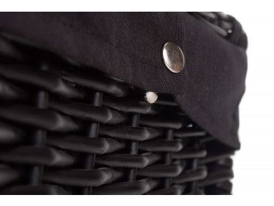 "Basket, 16" BLACK HAMPER with BLACK LINING"
