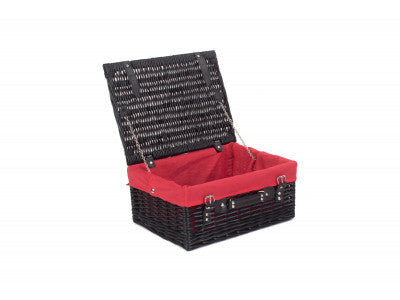 "Basket, 16" BLACK HAMPER with RED LINING"