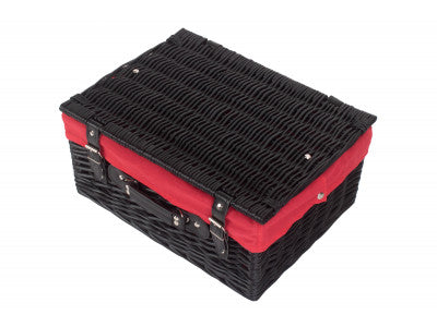 "Basket, 16" BLACK HAMPER with RED LINING"