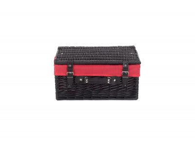 "Basket, 16" BLACK HAMPER with RED LINING"