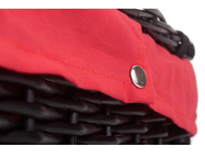 "Basket, 16" BLACK HAMPER with RED LINING"