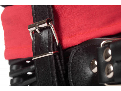 "Basket, 16" BLACK HAMPER with RED LINING"