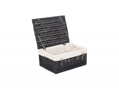 "Basket, 16" BLACK HAMPER with WHITE LINING"