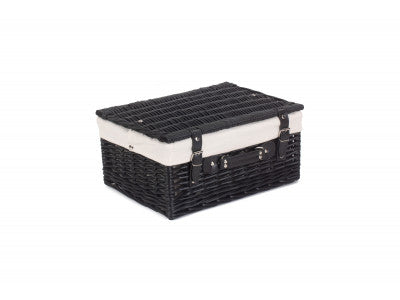 "Basket, 16" BLACK HAMPER with WHITE LINING"