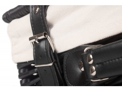 "Basket, 16" BLACK HAMPER with WHITE LINING"