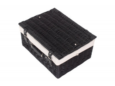 "Basket, 16" BLACK HAMPER with WHITE LINING"