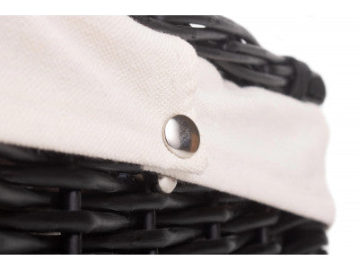 "Basket, 16" BLACK HAMPER with WHITE LINING"