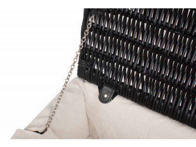 "Basket, 16" BLACK HAMPER with WHITE LINING"
