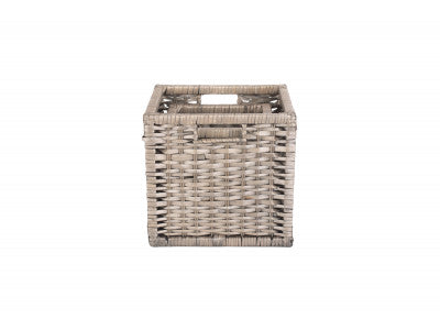 Basket, Set of 2 WOODEN FRAMED SPLIT WILLOW STORAGE BASKETS 