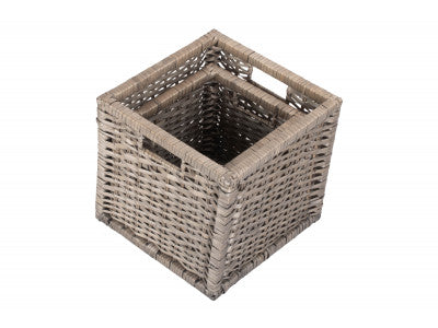 Basket, Set of 2 WOODEN FRAMED SPLIT WILLOW STORAGE BASKETS 