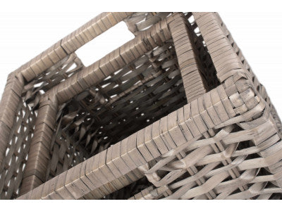 Basket, Set of 2 WOODEN FRAMED SPLIT WILLOW STORAGE BASKETS 