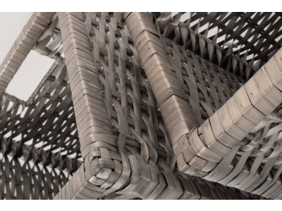 Basket, Set of 2 WOODEN FRAMED SPLIT WILLOW STORAGE BASKETS 