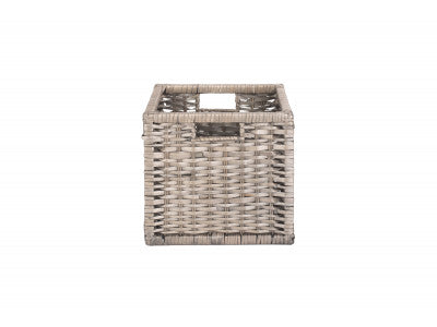 Basket, LARGE WOODEN FRAMED SPLIT WILLOW STORAGE BASKET 