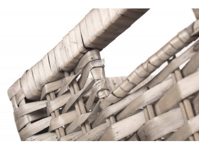 Basket, LARGE WOODEN FRAMED SPLIT WILLOW STORAGE BASKET 