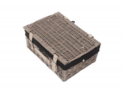 "Basket, 14" ANTIQUE WASH HAMPER with BLACK LINING"