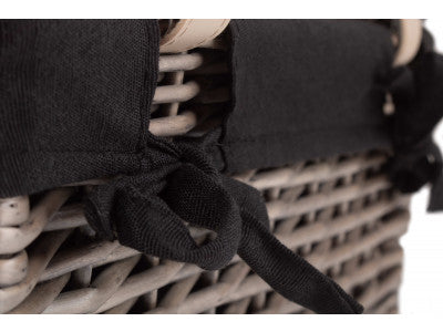 "Basket, 14" ANTIQUE WASH HAMPER with BLACK LINING"