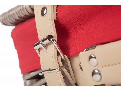 "Basket, 14" ANTIQUE WASH HAMPER with RED LINING"