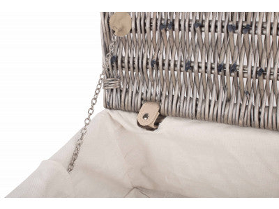 "Basket, 14" ANTIQUE WASH HAMPER with WHITE LINING"