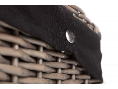 "Basket, 16" ANTIQUE WASH HAMPER with BLACK LINING"