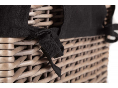 "Basket, 16" ANTIQUE WASH HAMPER with BLACK LINING"