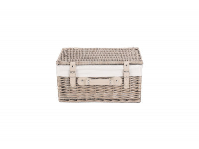 "Basket, 16" ANTIQUE WASH HAMPER with WHITE LINING"