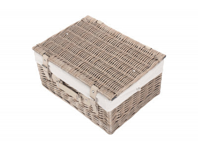 "Basket, 16" ANTIQUE WASH HAMPER with WHITE LINING"