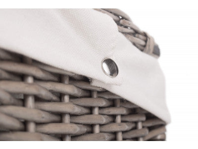 "Basket, 16" ANTIQUE WASH HAMPER with WHITE LINING"