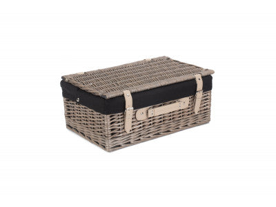 "Basket, 18" ANTIQUE WASH HAMPER with BLACK LINING"