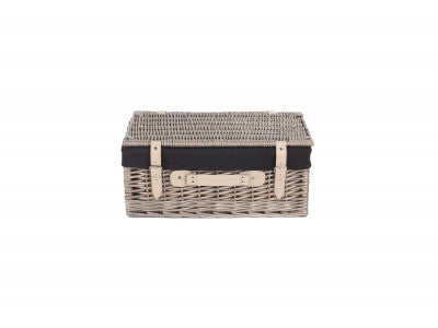 "Basket, 18" ANTIQUE WASH HAMPER with BLACK LINING"