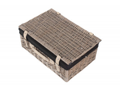 "Basket, 18" ANTIQUE WASH HAMPER with BLACK LINING"