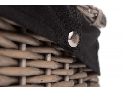 "Basket, 18" ANTIQUE WASH HAMPER with BLACK LINING"