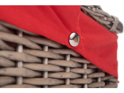 "Basket, 18" ANTIQUE WASH HAMPER with RED LINING"