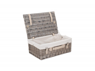 "Basket, 18" ANTIQUE WASH HAMPER with WHITE LINING"