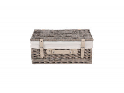 "Basket, 18" ANTIQUE WASH HAMPER with WHITE LINING"