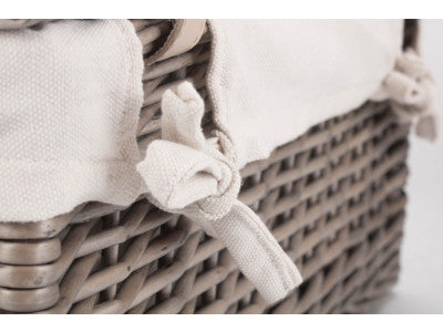 "Basket, 18" ANTIQUE WASH HAMPER with WHITE LINING"