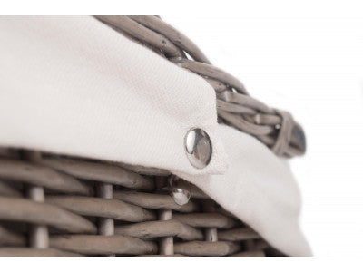 "Basket, 18" ANTIQUE WASH HAMPER with WHITE LINING"