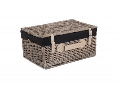 "Basket, 20" ANTIQUE WASH HAMPER with BLACK LINING"