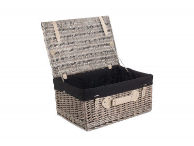 "Basket, 20" ANTIQUE WASH HAMPER with BLACK LINING"