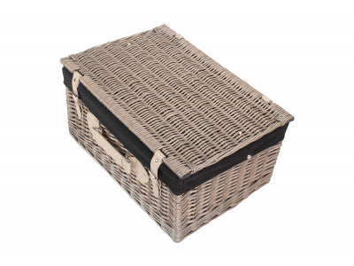 "Basket, 20" ANTIQUE WASH HAMPER with BLACK LINING"