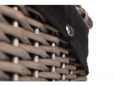 "Basket, 20" ANTIQUE WASH HAMPER with BLACK LINING"