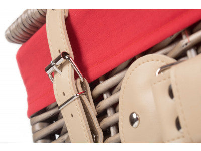 "Basket, 20" ANTIQUE WASH HAMPER with RED LINING"