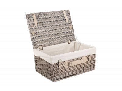 "Basket, 20" ANTIQUE WASH HAMPER with WHITE LINING"