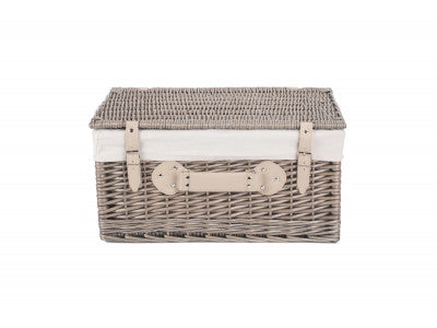"Basket, 20" ANTIQUE WASH HAMPER with WHITE LINING"