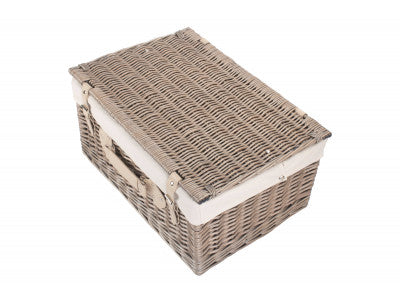 "Basket, 20" ANTIQUE WASH HAMPER with WHITE LINING"