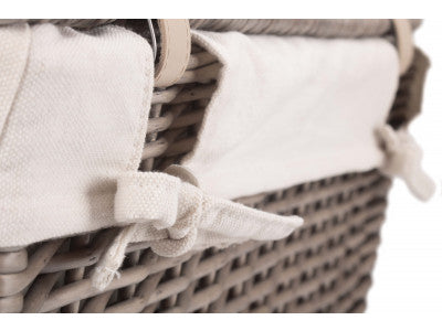 "Basket, 20" ANTIQUE WASH HAMPER with WHITE LINING"