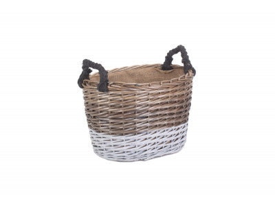 Basket, LARGE OVAL TRIPLE TONE CHUNKY STORAGE BASKET with LINING